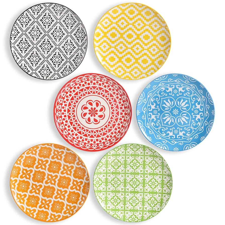 Amazon.com | Dessert Plate Set of 6-8 Inch Ceramic Salad and
